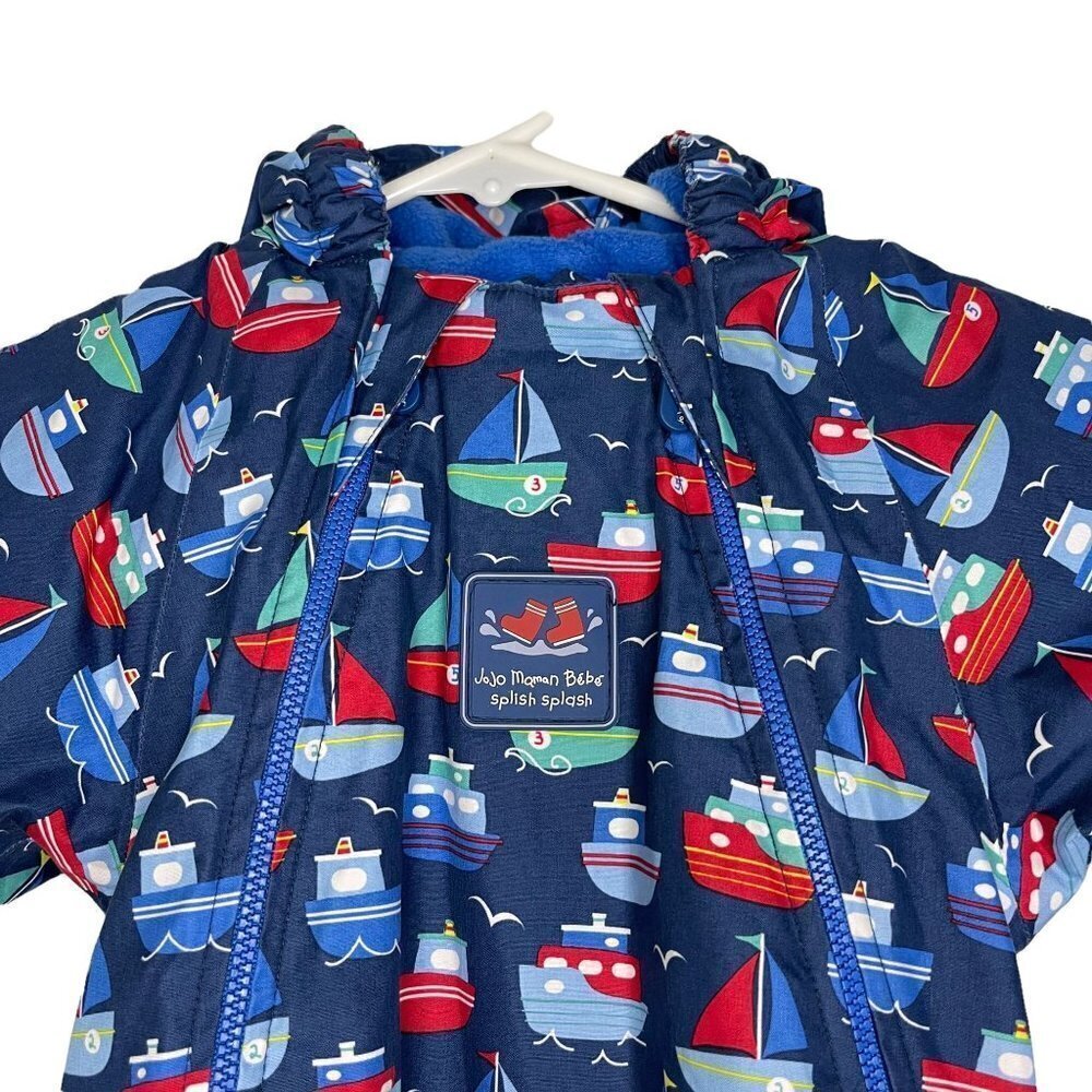 Jojo Maman Bebe All in one boy Snowsuit size 3-6 Months Blue Nautical Theme‎ - Picture 3 of 7